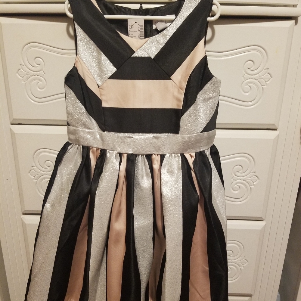 Girls pink silver and black dress
